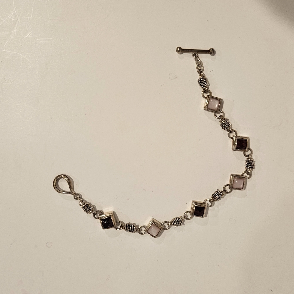 Michael Dawkins Sterling Silver and Garnet Bracelet